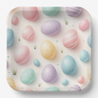 Pastel Egg Spring Celebration Plates Papieren Bordje