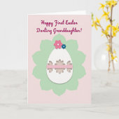 Pastel Ei Eerste Pasen kaart (Gele Bloem)