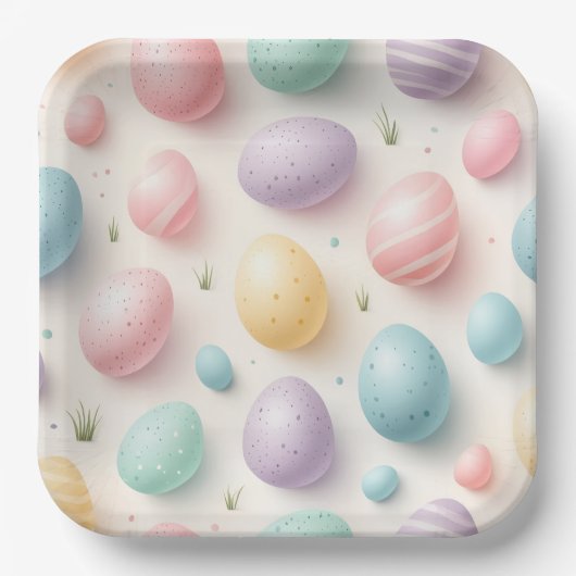 Pastel Eier Papier Feestbord Papieren Bordje (Voorkant)