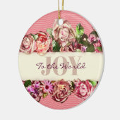 Pastel Elegant Blush Victoriaans Roos Aangepast Keramisch Ornament (Links)