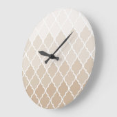 Pastel elegant bruin crème quatrefoil patroon grote klok (Hoek)