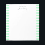 Pastel Elegant Classic Script Geweldige ideeën Fem Notitieblok<br><div class="desc">Speciaal elegant meisje pastelesthetisch notitieblok voor haar. Met een gezegde "Geweldige ideeën van". Klassieke pastelmunt groen-gekleurde strepen patroon op een wit,  trendy nuttig notitieblok.</div>