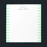 Pastel Elegant Classic Script Geweldige ideeën Fem Notitieblok<br><div class="desc">Speciaal elegant meisje pastelesthetisch notitieblok voor haar. Met een gezegde "Geweldige ideeën van". Klassieke pastelmunt groen-gekleurde strepen patroon op een wit,  trendy nuttig notitieblok.</div>