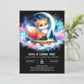 Pastel Elegant Fox Verjaardag digitaal Kaart (Staand voorkant)