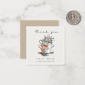 Pastel Elegant Gestapelde bekertjes Floral Harteli Notitiekaartje (Voorkant / Achterkant in situ)