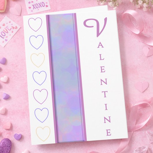 Pastel Elegant Hearts Valentine Card Kaart