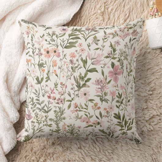 Pastel Elegant Paarse \ roze Wildflowers Kussen (Deken)