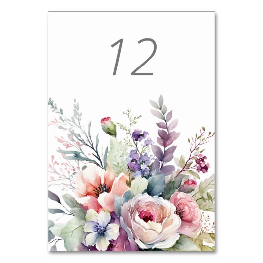 Pastel Elegant Tuin Bruiloft Tafel Kaart (Voorkant)