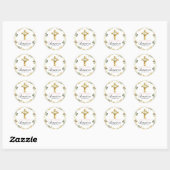 Pastel Elegante Bautizo Amarillo Bebé Classic Ronde Sticker (Vel)