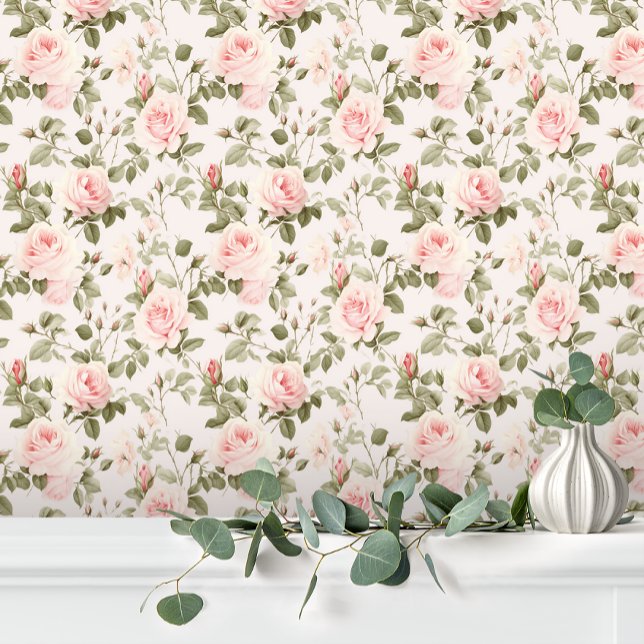 Pastel Elegante Roze Rozen Bloem Behang (Creator heeft geüpload)
