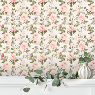 Pastel Elegante Rozen Bloemen Behang