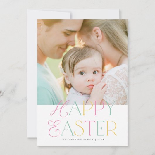  pastel elegante type happy paasfoto feestdagenkaart (Voorkant)