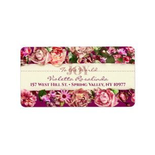 Pastel Elegante Vintage Roze Victoriaanse Roos Cus Etiket
