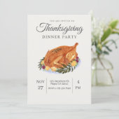 Pastel Elegante Watercolor Thanksgiving Uitnodigin Kaart (Staand voorkant)
