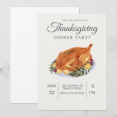Pastel Elegante Watercolor Thanksgiving Uitnodigin Kaart (Voorkant / Achterkant)