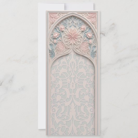 Pastel Elegantie Islamitische boog Bruiloft uitnod Kaart (Achterkant)