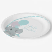 Pastel Elephant Baby Girl Script Baby shower Papieren Bordje (Gekanteld)