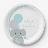 Pastel Elephant Baby Girl Script Baby shower Papieren Bordje (Voorkant)