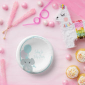 Pastel Elephant Baby Girl Script Baby shower Papieren Kommen (Feest)