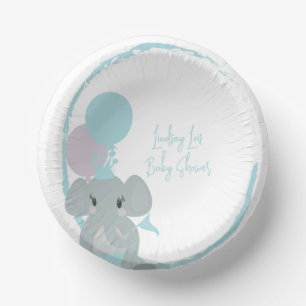 Pastel Elephant Baby Girl Script Baby shower Papieren Kommen