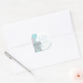 Pastel Elephant Baby Girl Script Baby shower Vierkante Sticker (Envelop)