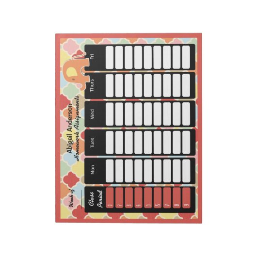 Pastel Elephant Homework Notitieblok (Linkerzijde)