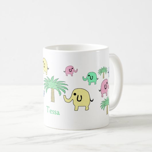 Pastel Elephants en Mok palmbomen (Voorkant rechts)