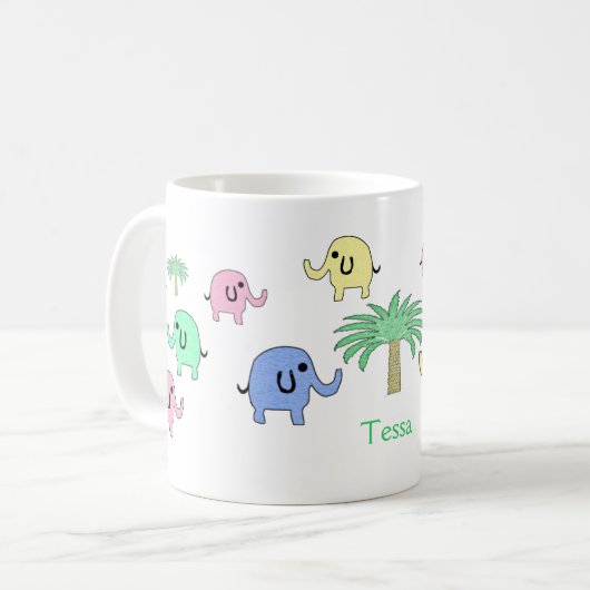 Pastel Elephants en Mok palmbomen (Voorkant links)