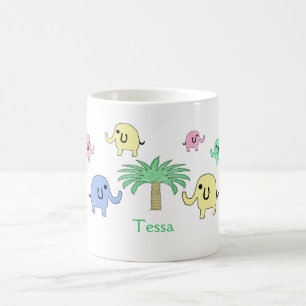 Pastel Elephants en Mok palmbomen