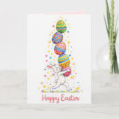 Pastel Embroidered Bunny Easter personalized Card Feestdagen Kaart (Voorkant)