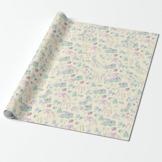 Pastel Empowerment Gift Wrap – Awareness Ribbon Cadeaupapier (Uitgerold)