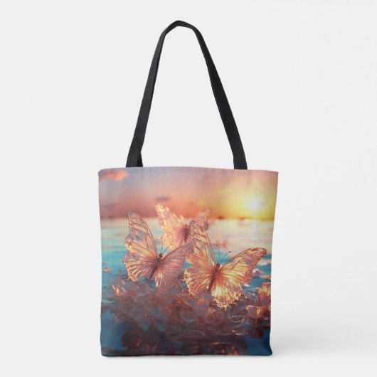 Pastel en Crystal Butterflies Canvas tas (Achterkant)