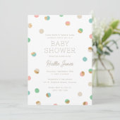 Pastel en Faux Copper Polka Dots Baby shower Kaart (Staand voorkant)
