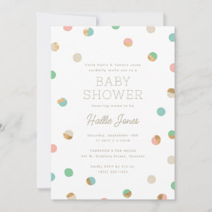 Pastel en Faux Copper Polka Dots Baby shower Kaart