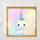 Pastel en Glitter Unicorn Birthday Kaart (Achterkant)