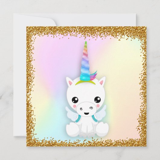 Pastel en Glitter Unicorn Birthday Kaart (Achterkant)