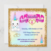 Pastel en Glitter Unicorn Birthday Kaart (Voorkant)