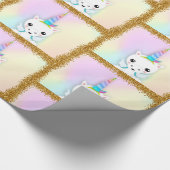 Pastel en Glitter Unicorn Cadeaupapier (Hoek)