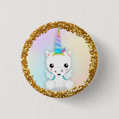 Pastel en Glitter Unicorn Ronde Button 3,2 Cm (Voorkant)