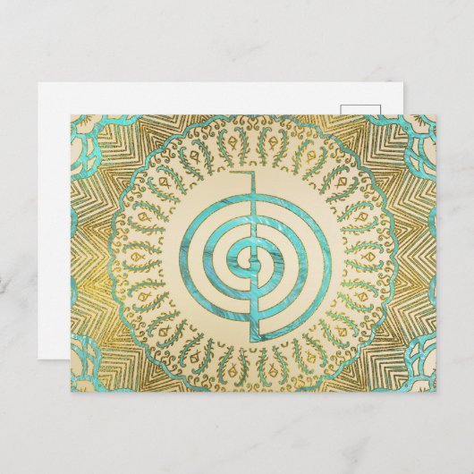 Pastel en Gold Choku Rei-symbool in Mandala Briefkaart (Voorkant / Achterkant)