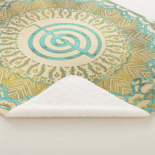 Pastel en Gold Choku Rei-symbool in Mandala Sherpa Deken (3/4)