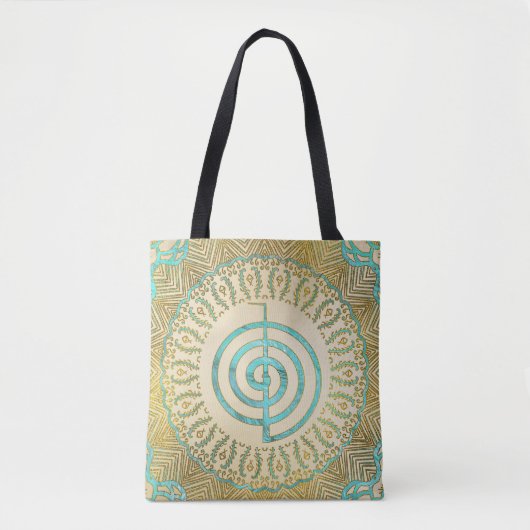 Pastel en Gold Choku Rei-symbool in Mandala Tote Bag (Voorkant)