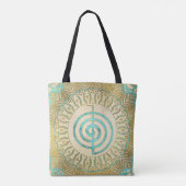 Pastel en Gold Choku Rei-symbool in Mandala Tote Bag (Achterkant)