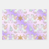 Pastel en Gold Unicorn Kerstmis Inpakpapier Vel (Voorkant)