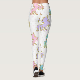 Pastel en gouden eenhoorn leggings