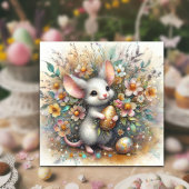 Pastel en Gouden Sparkle Muis en Paaseieren Feestdagenkaart