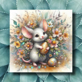 Pastel en Gouden Sparkle Muis en Paaseieren Feestdagenkaart