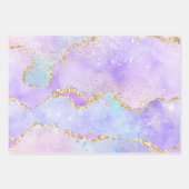 Pastel en goudfaux-glitteragaat inpakpapier vel (Voorkant 3)