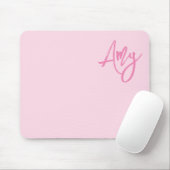 Pastel en Roze Kwast Script Naam Muismat (Met muis)