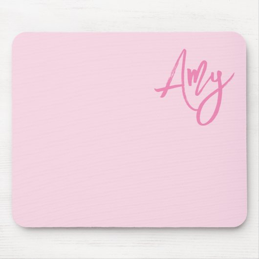 Pastel en Roze Kwast Script Naam Muismat (Voorkant)